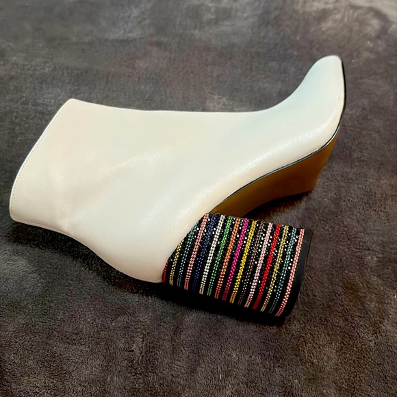 White Ankle Boot with Multicolor Heel - Picture 4 of 5